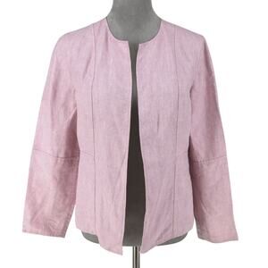 Linda Allard Ellen Tracy Jacket Womens 4 Pink All Linen Open Lined Light Vintage